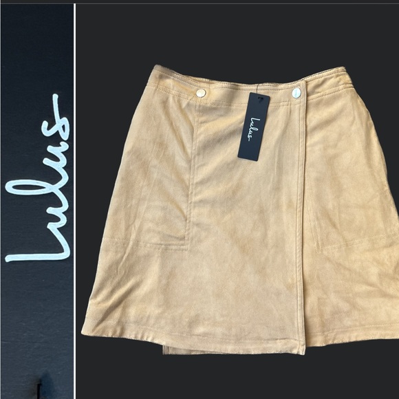 Lulus Dresses & Skirts - Lulus Let’s Wrap It Up Tan Suede Wrap Mini Skirt | Tan | Women’s XS